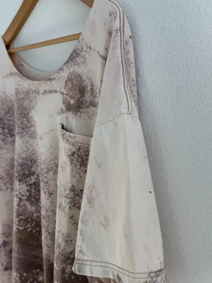 Bleached grunge off the shoulder pocket tee Tan Size XXL thumbnail 5