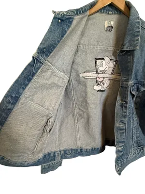 Vintage Disney Channel Mickey Mouse Logo Denim Jean Jacket USA Made Size Medium thumbnail 4