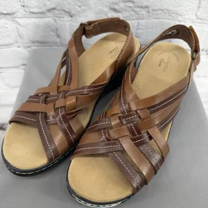 Clarks Collection Lexi Carmen Sandals Women's 10M Tan Leather Strappy thumbnail 2