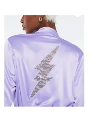 Savage X Fenty Lavender Satin Lace-Back Robe thumbnail 3