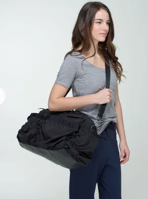 lululemon athletica Yoga Black Ruched Nylon Duffel Crossbody thumbnail 1