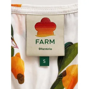 FARM Rio Cashew Fruit Print Twist Front Crop Top Flutter Sleeve Lace Trim Size S thumbnail 5