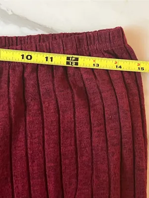 Womens XL Ribbed Lounge Pajama Set Cream Top Burgundy Pants Soft Cozy thumbnail 8