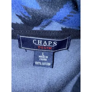 Chaps Women’s Sweatshirt Southwestern Diamond Shawl Neck Blue‎ Black L thumbnail 6