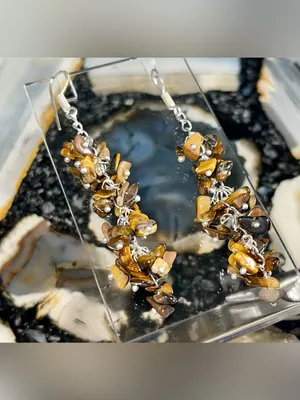 Nuggets of Golden Yellow Tiger Eye Earrings 2 1/2” thumbnail 13