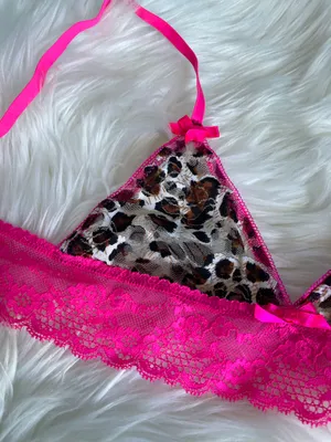 Hot Pink Cheetah Print Lace Bralette New Without Tags thumbnail 2