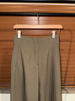 Zara High-Rise Wide-Leg Pants in Olive thumbnail 2