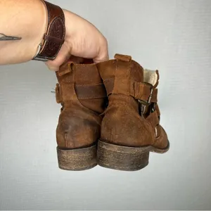 SUNDANCE size 7 Brown Ankle Boots‎ Buckle Detail 37 Fur Lining, Stylish & Warm thumbnail 4