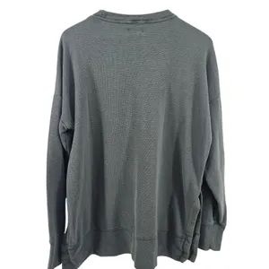 Aerie Sweatshirt Womens Small Waffle Knit Gray Side Slit Oversized‎ EUC thumbnail 3