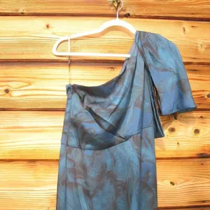 NWT Sachin + Babi Chelsea Blue Size One Shoulder Gown Dress FLAWS thumbnail 6