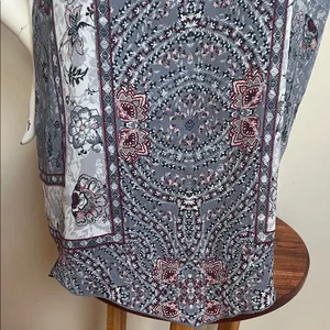 Maurices White and Blue Paisley Tank Top with handkerchief edge thumbnail 3