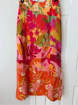 Farm Rio Satin Slip A-Line Floral Maxi Skirt, Size S thumbnail 11