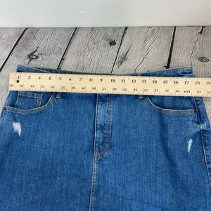 Old Navy Blue Mini Casual Denim Jean distressed skirt size 16 thumbnail 12