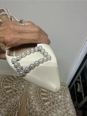 a new day Cream Pearl-Embellished Pointed Slingback Flats thumbnail 6