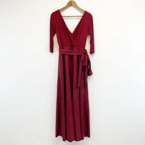 Alfred Sung Jersey‎ Mikado Gown Dress Womens 4 Burgundy Formal Holiday Gala thumbnail 3