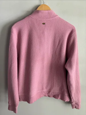 Puma Women’s L Pink Textured Snap Neck Pullover Sweatshirt Athleisure thumbnail 5