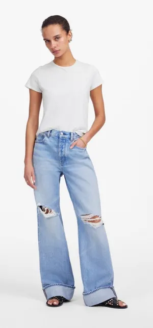 NWT Madewell Womens Essential Slim Tee Short Sleeve Lightweight Cotton White S thumbnail 1