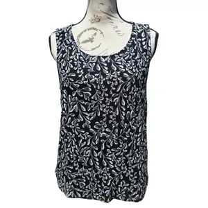 J.‎ Jill Womens Black White Floral Vine Print Scoop Neck Sleeveless Tank Top M thumbnail 3