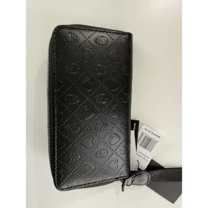 Ed Hardy Black‎ Embossed Skull Heart Zip Around Wristlet Wallet New EHW05505M thumbnail 7