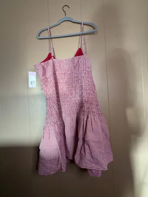 Wild Fable Women's Red Gingham Smocked Bow Front Cami Mini Dress thumbnail 4