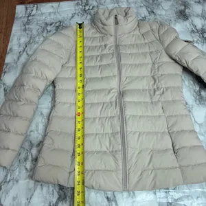 Lauren Ralph Lauren Puffer Zip Up Jacket Coat size XS Cream hidden hood thumbnail 7