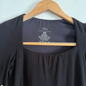KLASSY NETWORK | Black Modal Blend Square Neck Midi Dress Long Sleeve Slit XS thumbnail 4
