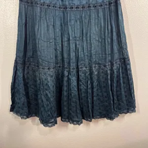 St. John's Bay Vintage Tiered‎ Eyelet Midi Skirt Women's PS Petite Washed Black thumbnail 5