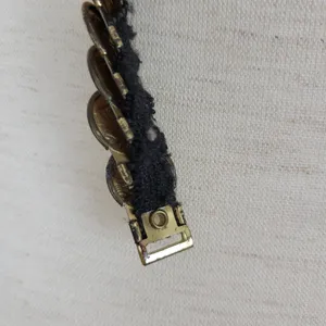 Vintage Gold Tone Embossed Metal Disc Coins Elastic Waist Belt Disco Glam thumbnail 5