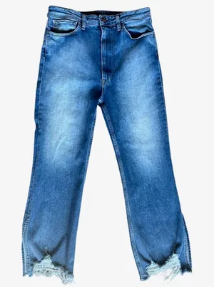 3x1 Empire Crop Flare High Waist Med Wash Blue Jeans Sz‎ 30 thumbnail 1
