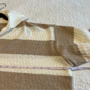 Princess Polly Rick Oversized Stripe Collar Sweater Beige, White 10 thumbnail 11