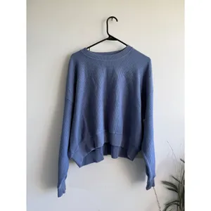 Aerie Womens Ribbed Knit Pullover‎ Sweater Dusty Blue Cotton Crew Neck Small thumbnail 2