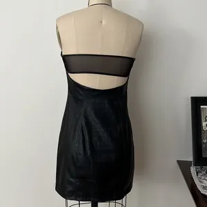 Free People Feel the Vibe Faux Leather Strapless Bodycon Slip Dress Size Small thumbnail 11
