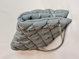 Zara Quilted Chain-Shoulder Bag - Light Gray thumbnail 2