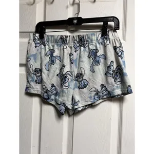 Disney Lilo & Stitch Pajama‎ Shorts Blue Tie Dye Women Medium 8-10 Loungewear thumbnail 2