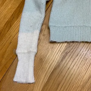 Free People Womens Colorblock Fuzzy Wool Blend Crewneck Sweater Grey Mint XS‎ thumbnail 2