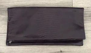 Nordstrom Faux Crocodile Plum Purple Fold Over Clutch Bag thumbnail 1