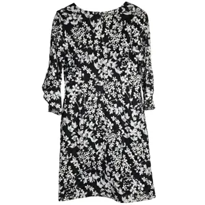 Karl Lagerfeld Paris Black White Floral Lace V Neck 3/4 Sleeve Carys Dress‎ 6 thumbnail 2