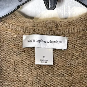 Christopher & Banks Open‎ Hooded Brown Vest Fux Fur Trim Wool Blend Women Small thumbnail 6