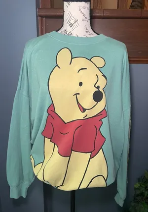 Disney‎ Winnie the Pooh Graphic Crewneck Sweatshirt Sage Green Small thumbnail 1