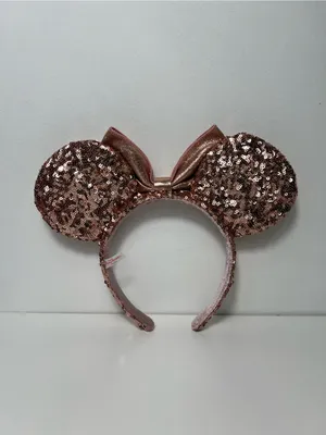 Tokyo Disney Resort Minnie Mouse Rose Gold Sequin Bow Headband Ears thumbnail 4
