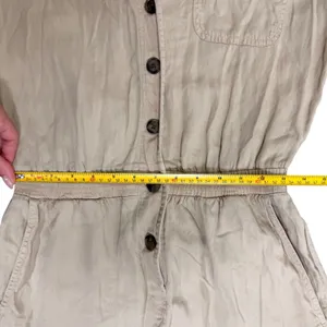 Faherty Arlie Day‎ Tan Linen Blend Button Front Short Sleeve Romper Size Small thumbnail 12