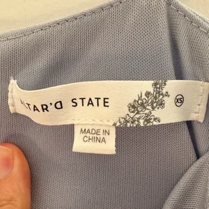 Altar'd State Skyway Blue Bow Front Linen Blend Romper FR239L XS NWT thumbnail 3