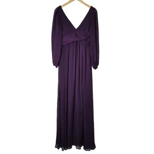 Lulus Enchant My Love Dark Purple V-Neck Long Sleeve Maxi Dress Small thumbnail 3