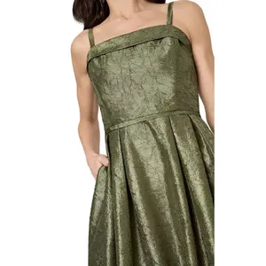 Tahari ASL Women's Sleeveless Ball Gown rich olive hue Size 14 Square‎ Neck thumbnail 4