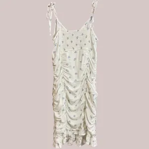 Hollister XS White‎ Ditsy Floral Ruched Mini Dress Tie Strap Summer thumbnail 5