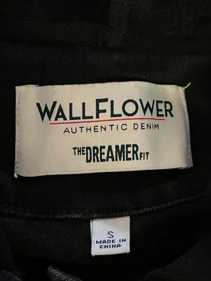WallFlower Jacket Womens Small Black Denim Hooded Knit Sleeves Button Cropped thumbnail 7