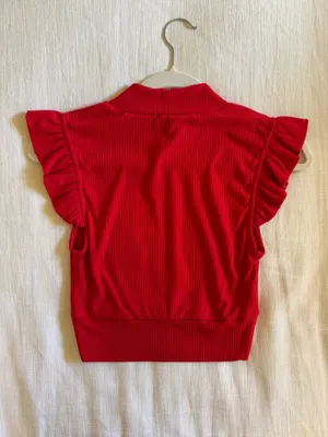 Storia Top Red Ruffle Crop thumbnail 2