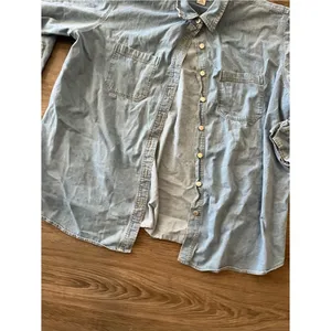 Vintage St Johns Bay Button Up Shirt Womens 24W Light Blue Denim Chambray Y2K thumbnail 5