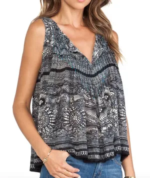 Free People One Myna Tank Black Combo Hobo Concert Blouse Small thumbnail 1