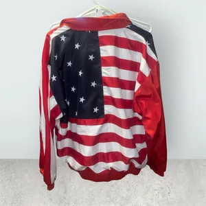 Women's American Flag Windbreaker Red Size L thumbnail 2